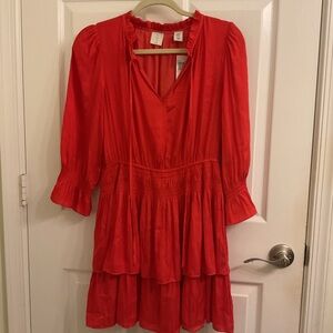 Joie Vibrant Red V-Neck Dress